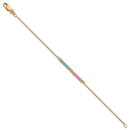 Gold Plated Sterling Silver/Gold Brushed 2 Station Epoxy Bracelet