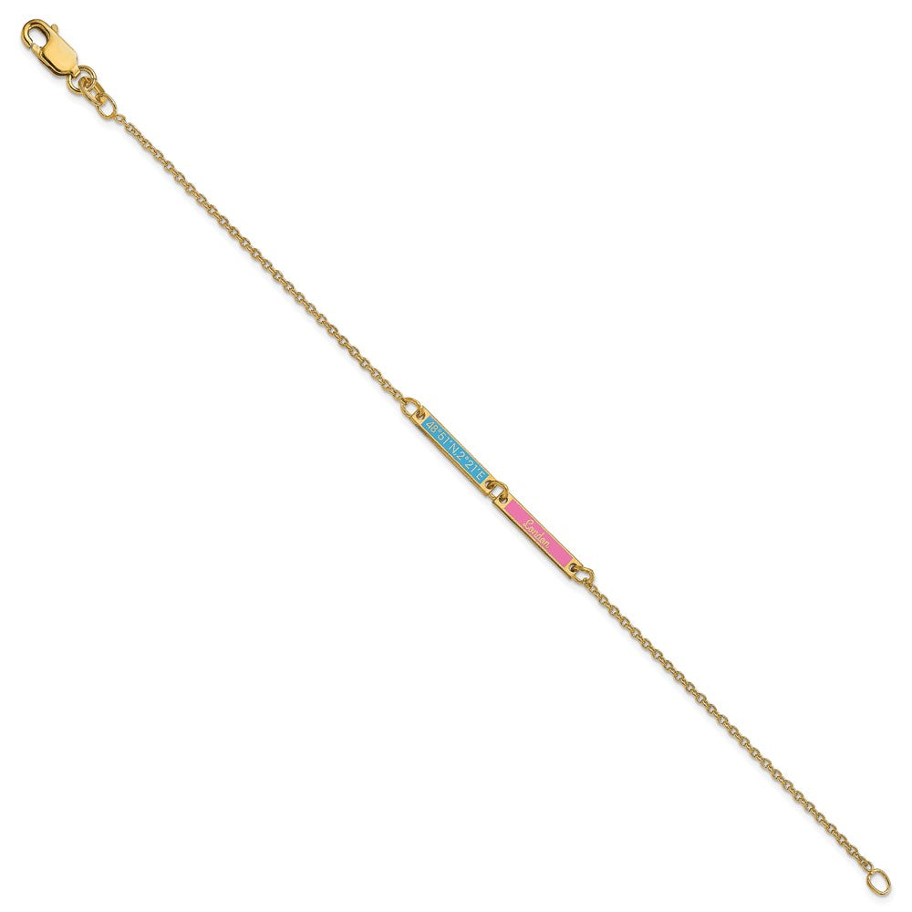 14K Yellow Gold Brushed 2 Station Epoxy Bracelet