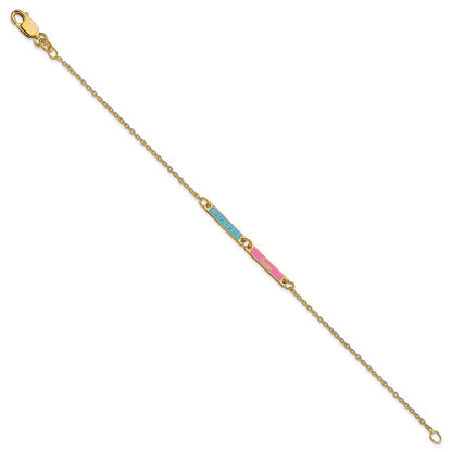 14K Yellow Gold Brushed 2 Station Epoxy Bracelet