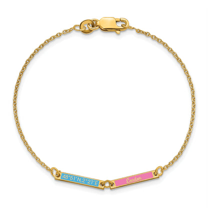 Gold Plated Sterling Silver/Gold Brushed 2 Station Epoxy Bracelet