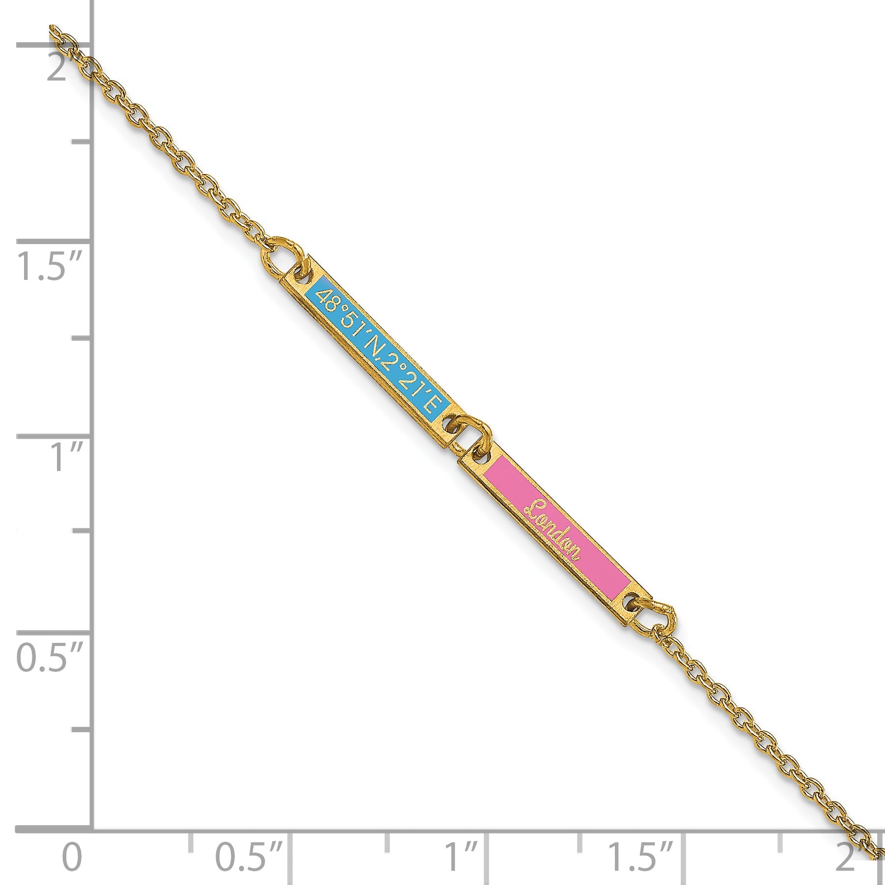 Gold Plated Sterling Silver/Gold Brushed 2 Station Epoxy Bracelet