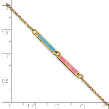 14K Yellow Gold Brushed 2 Station Epoxy Bracelet