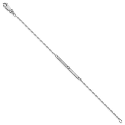 Sterling Silver Silver/Rhodium Plated Brushed 2 Station Epoxy Bracelet