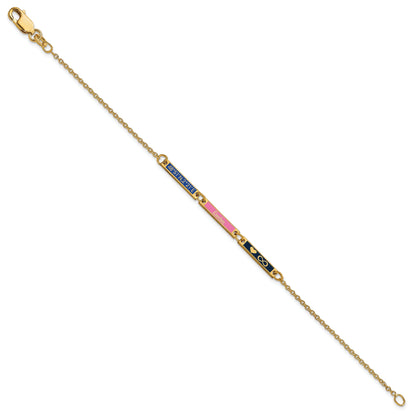 14K Yellow Gold Brushed 3 Station Epoxy Bracelet