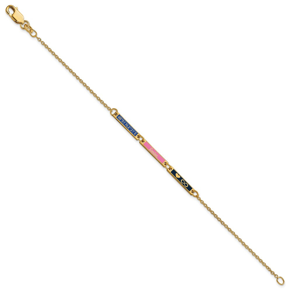 Gold Plated Sterling Silver/Gold Brushed 3 Station Epoxy Bracelet