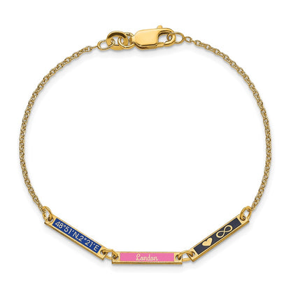 Gold Plated Sterling Silver/Gold Brushed 3 Station Epoxy Bracelet