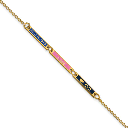 14K Yellow Gold Brushed 3 Station Epoxy Bracelet