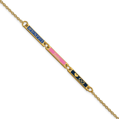 Gold Plated Sterling Silver/Gold Brushed 3 Station Epoxy Bracelet