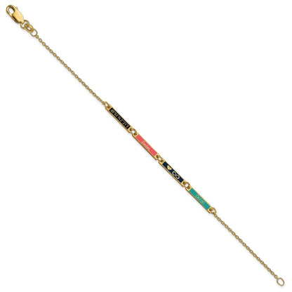 Gold Plated Sterling Silver/Gold Brushed 4 Station Epoxy Bracelet