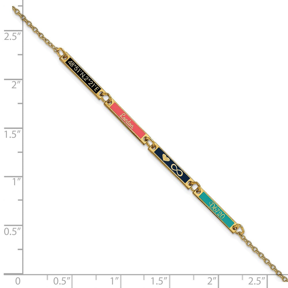 Gold Plated Sterling Silver/Gold Brushed 4 Station Epoxy Bracelet