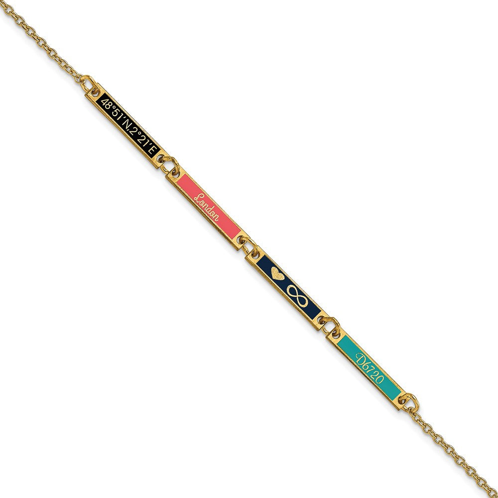 14K Yellow Gold Brushed 4 Station Epoxy Bracelet