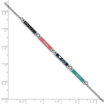 14K White Gold Brushed 4 Station Epoxy Bracelet