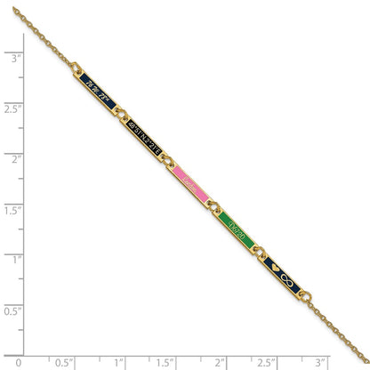 14K Yellow Gold Brushed 5 Station Epoxy Bracelet