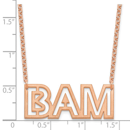 Rose Plated Sterling Silver/Rose Small Brushed 3 Letter Necklace