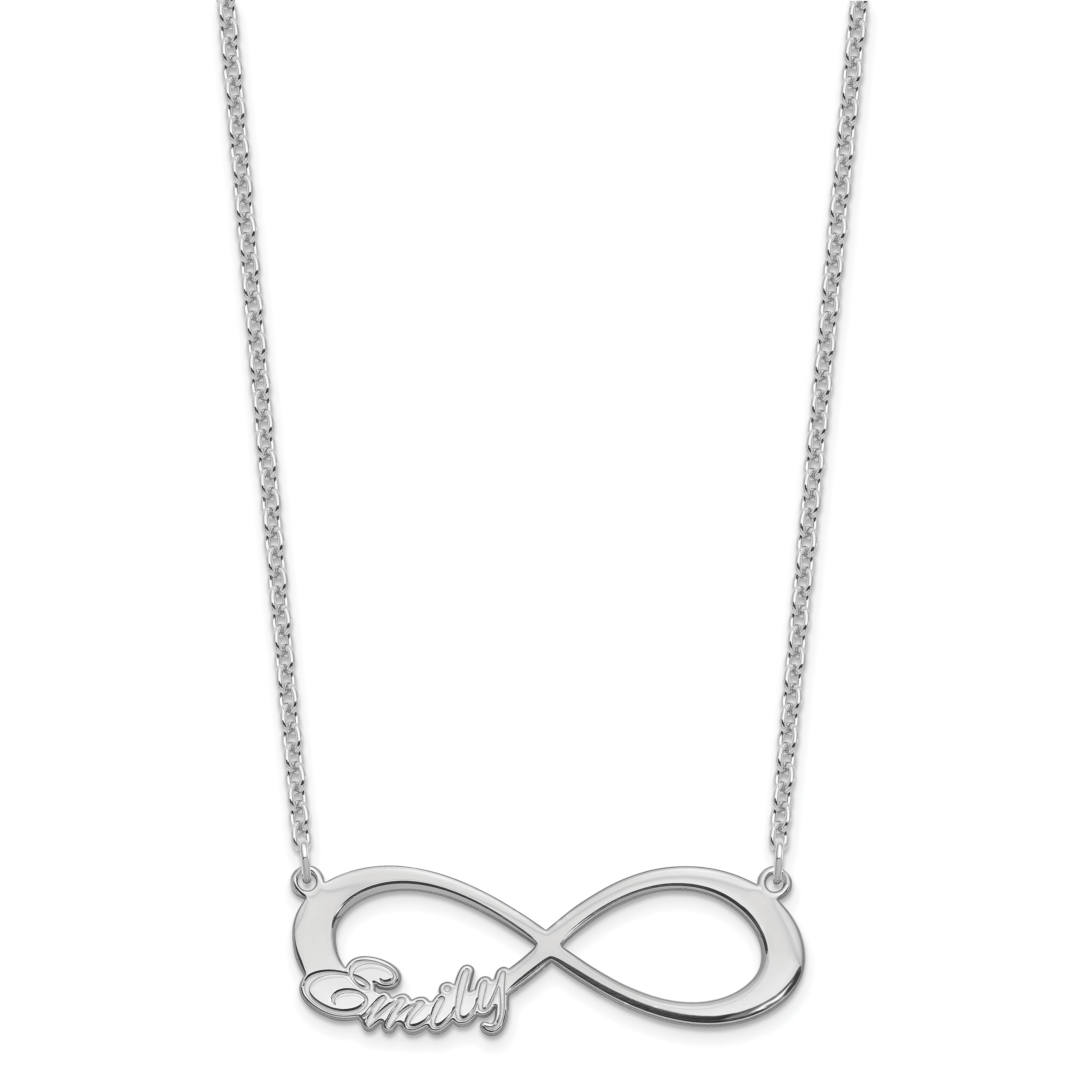 Sterling Silver Silver/Rhodium Plated 1 Name Infinity Necklace