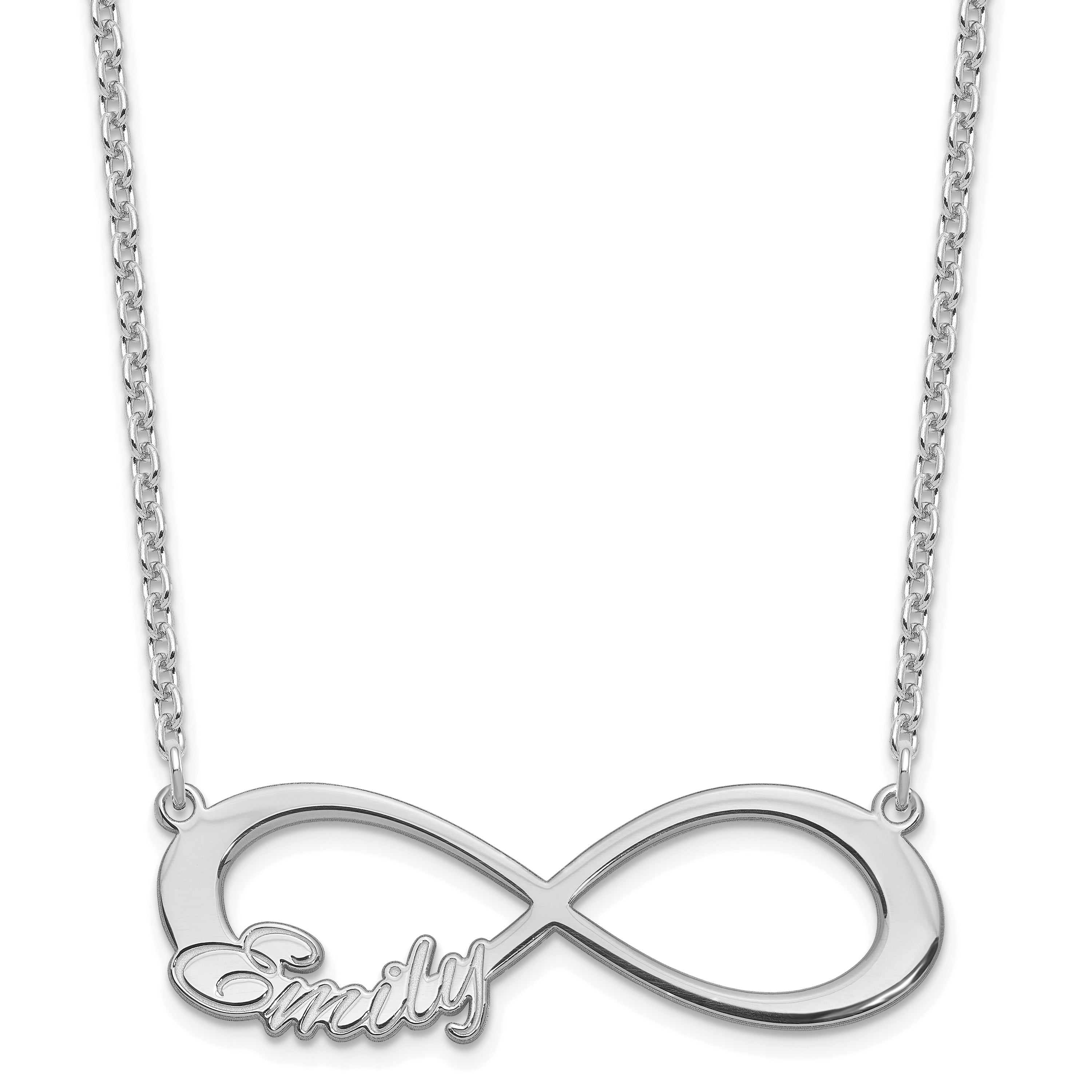 Sterling Silver Silver/Rhodium Plated 1 Name Infinity Necklace
