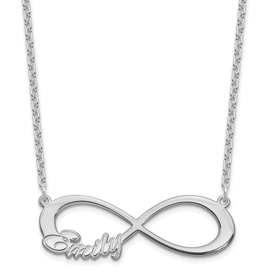 Sterling Silver Silver/Rhodium Plated 1 Name Infinity Necklace