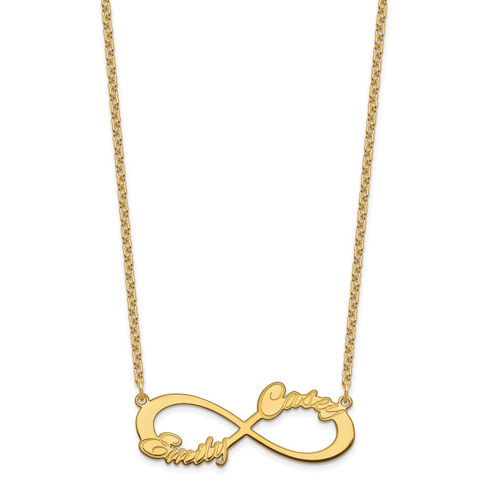 Gold Plated Sterling Silver/Gold 2 Name Infinity Necklace