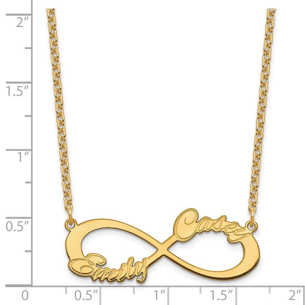 Gold Plated Sterling Silver/Gold 2 Name Infinity Necklace
