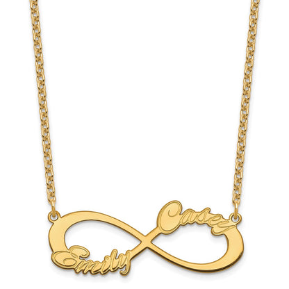 Gold Plated Sterling Silver/Gold 2 Name Infinity Necklace