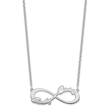 Sterling Silver Silver/Rhodium Plated 2 Name Infinity Necklace