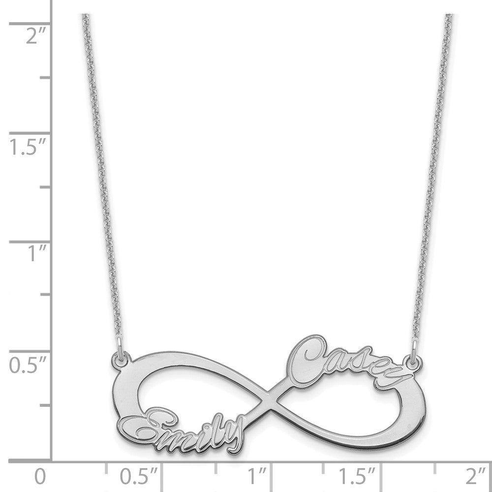 14K White Gold 2 Name Infinity Necklace