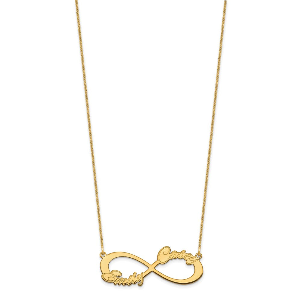 14K Yellow Gold 2 Name Infinity Necklace