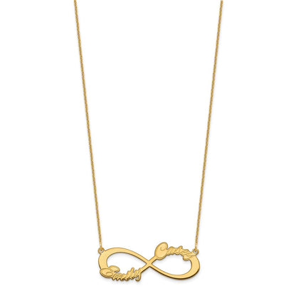 14K Yellow Gold 2 Name Infinity Necklace