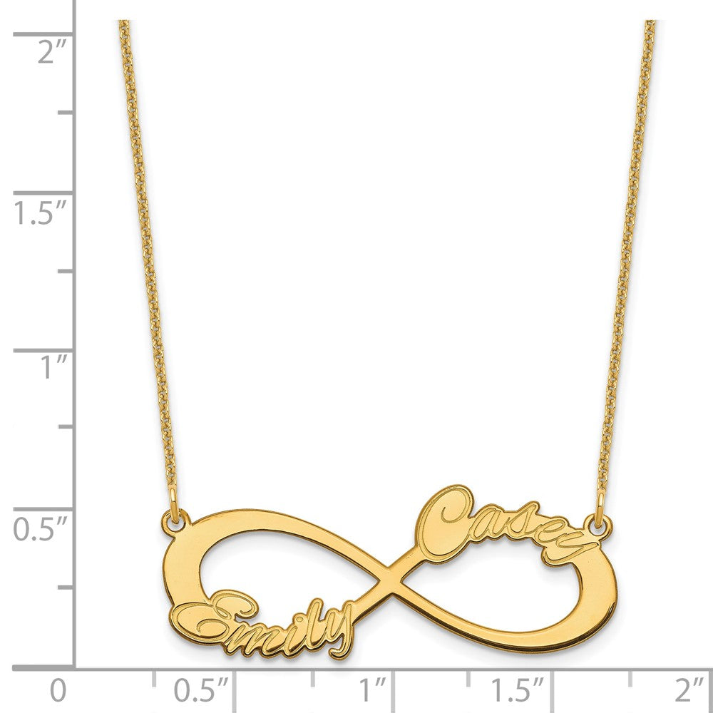 14K Yellow Gold 2 Name Infinity Necklace