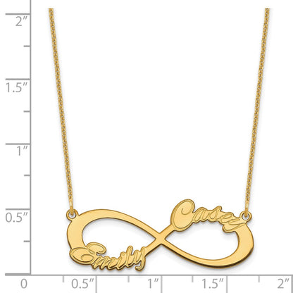 14K Yellow Gold 2 Name Infinity Necklace