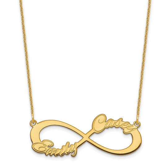 14K Yellow Gold 2 Name Infinity Necklace
