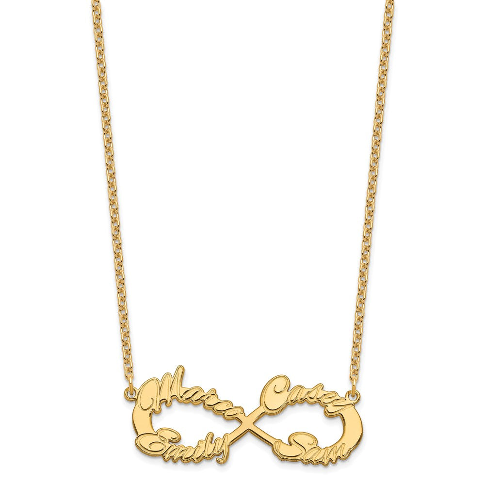 Gold Plated Sterling Silver/Gold 4 Name Infinity Necklace
