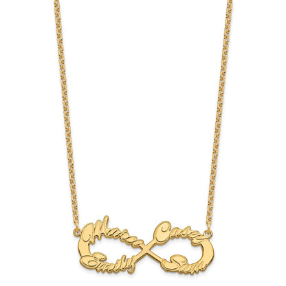 Gold Plated Sterling Silver/Gold 4 Name Infinity Necklace
