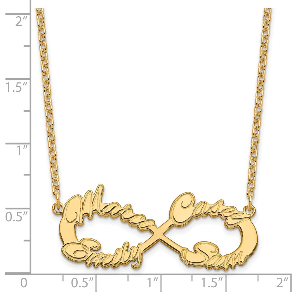 Gold Plated Sterling Silver/Gold 4 Name Infinity Necklace