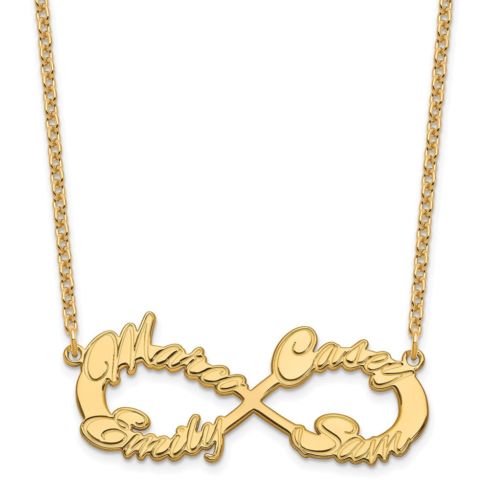Gold Plated Sterling Silver/Gold 4 Name Infinity Necklace