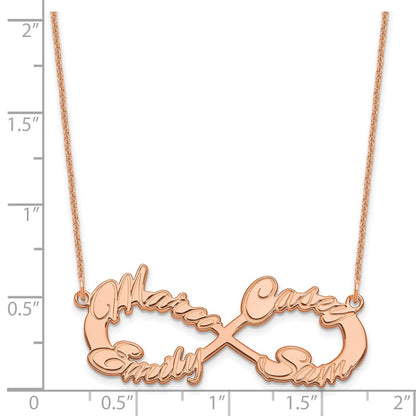 14K Rose Gold 4 Name Infinity Necklace