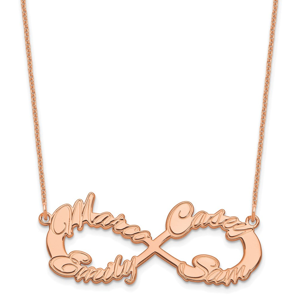 14K Rose Gold 4 Name Infinity Necklace