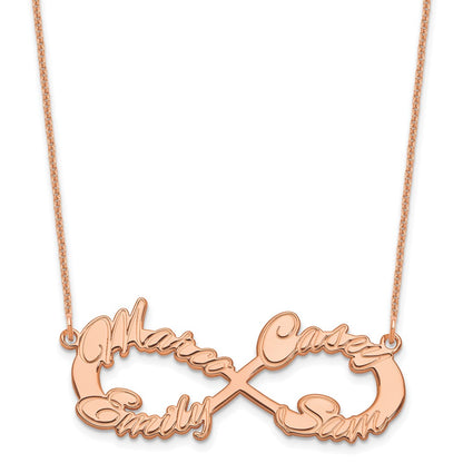 14K Rose Gold 4 Name Infinity Necklace