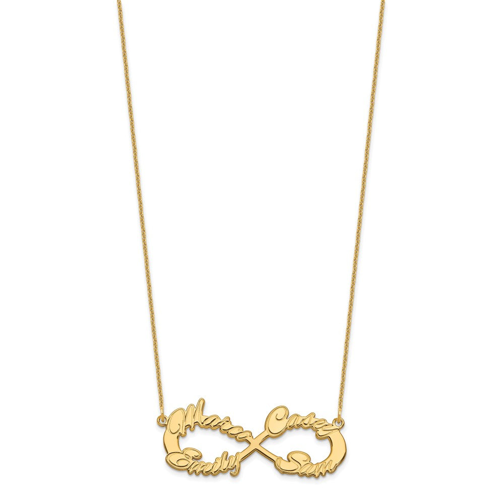 14K Yellow Gold 4 Name Infinity Necklace