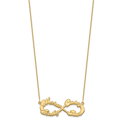 14K Yellow Gold 4 Name Infinity Necklace