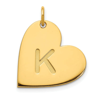 14K Yellow Gold Initial Heart Charm
