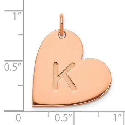 14K Rose Gold Initial Heart Charm
