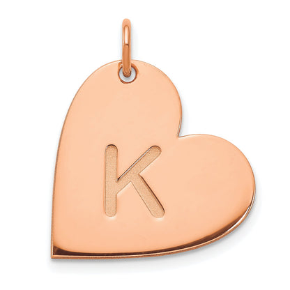 14K Rose Gold Initial Heart Charm