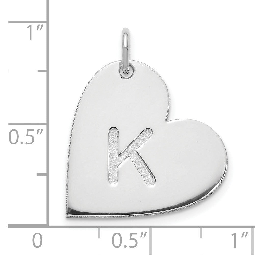 Sterling Silver Silver/Rhodium Plated Initial Heart Charm