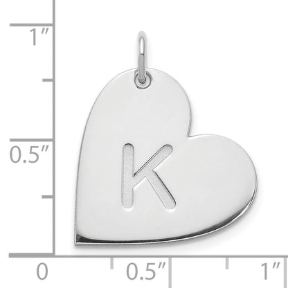 Sterling Silver Silver/Rhodium Plated Initial Heart Charm