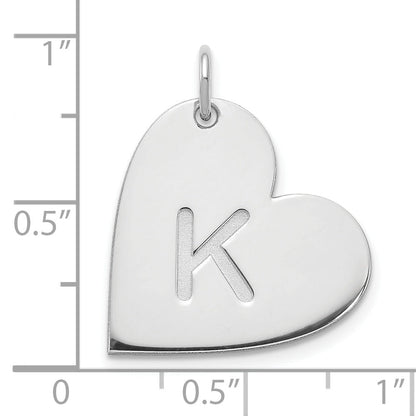 14K White Gold Initial Heart Charm