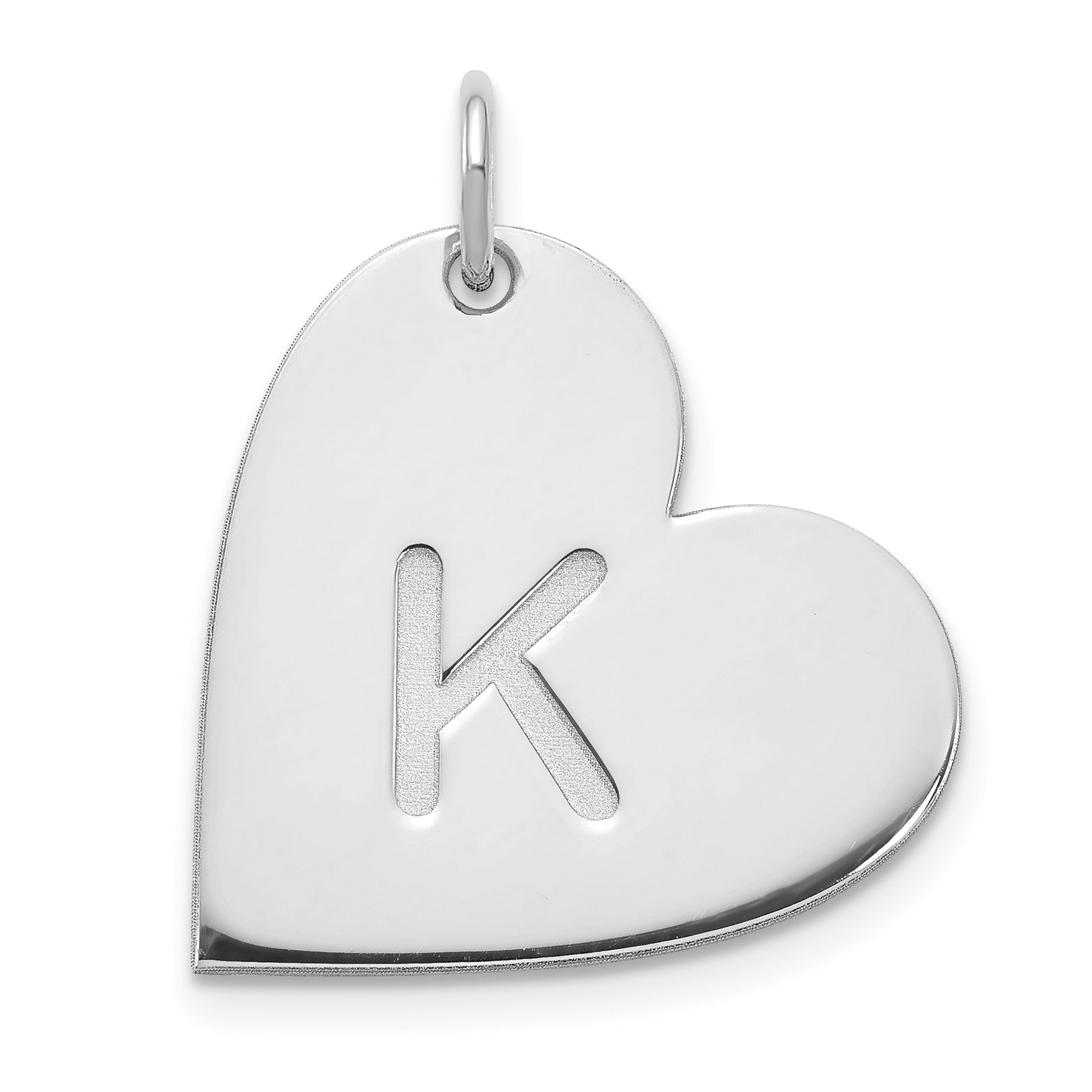 14K White Gold Initial Heart Charm