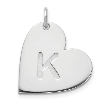 14K White Gold Initial Heart Charm