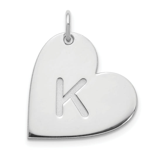 14K White Gold Initial Heart Charm