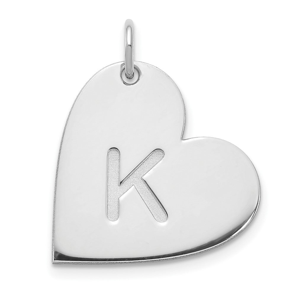 Sterling Silver Silver/Rhodium Plated Initial Heart Charm